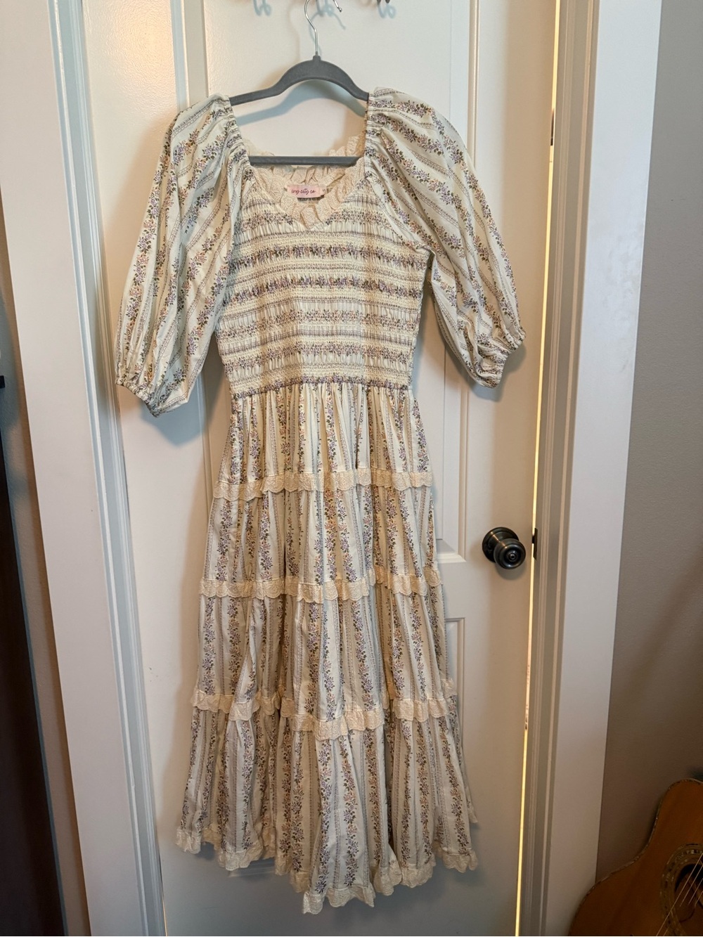 Ivy City Co Roselyn in Ivory Floral - Smocked Tiered Dress